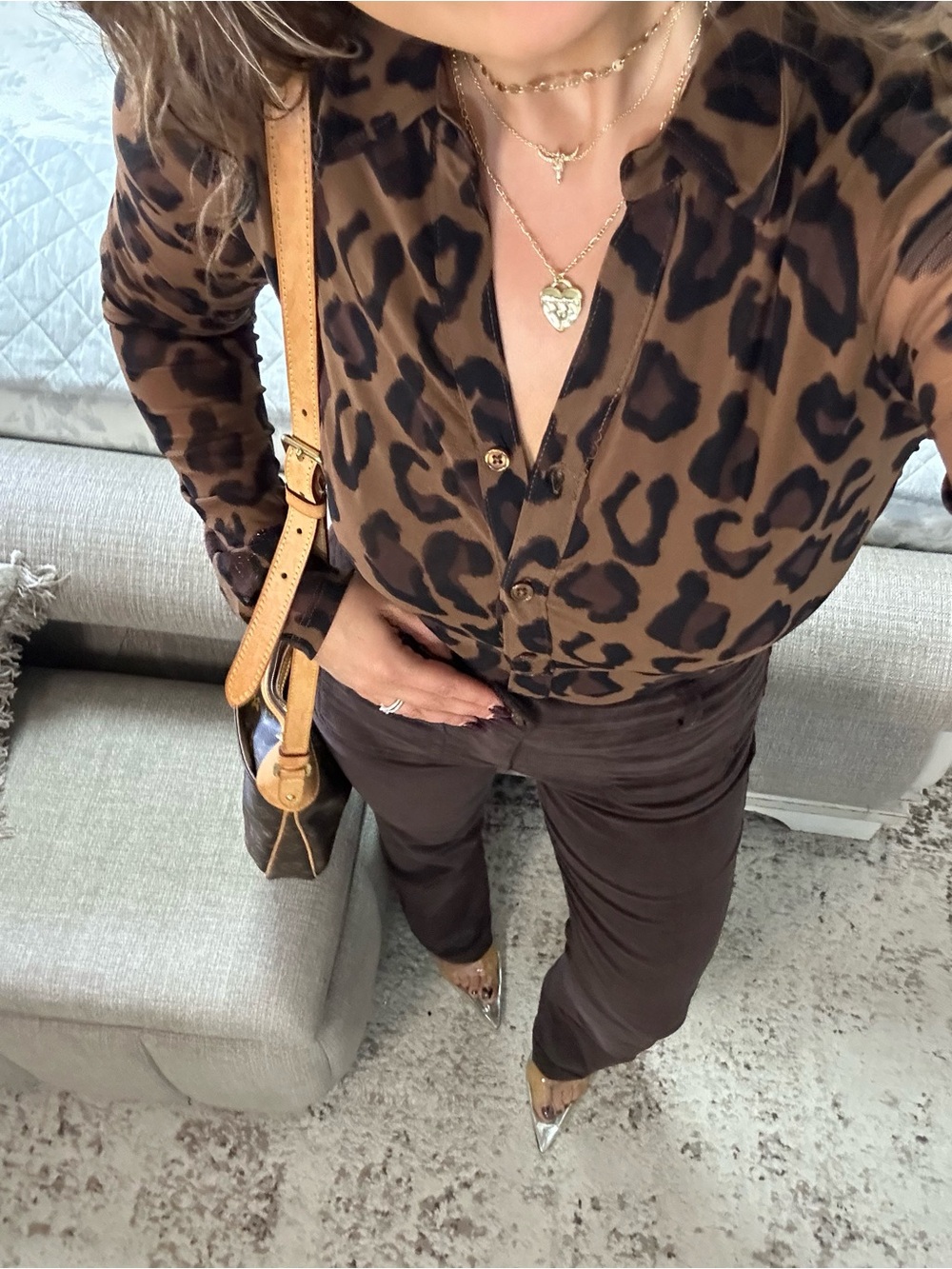 New🤎🍂 🐆 Fall Leopard Button Top - Picture 6 of 11
